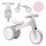 Momi Unisex – Babys Tedi Kinderlaufrad für Mädchen und Jungen (max. Körpergewicht 25 kg), Mini-Laufdreirad mit pannensicheren Kunststoffrädern, Leichter Metallrahmen – 1,2kg, Rosa