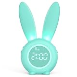 Homealexa Kinder Lichtwecker Cute Rabbit Kinderwecker Creative Nachttischlampe Snooze-Funktion, zeitgesteuertes Nachtlicht, Kindertagesgeschenk für Kinder, Mädchen