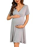 Bresdk Stillnachthemd Damen Nachthemd mit Stillfunktion Umstandskleid Umstandskleidung Nachthemden für Schwangere