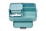 Mepal Brotdose Large - Brotdose mit Bento Box - Für 4 Sandwiches oder 8 Brotscheiben - Lunchbox für kleine Snacks & Reste - Brotdose Erwachsene - Essenbox mit Fächern - Nordic green