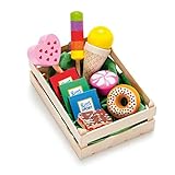 Erzi 28135 Sortiment Süßwaren aus Holz, Kaufladenartikel für Kinder, Rollenspiele