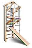 Sportgerät Turnwand Kinder Gym Sport-3-240-Farbe Klettergerüst Fitness Kletterwand Holz Sprossenwand mit Stange