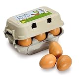 Erzi 17011 Eier, braun aus Holz im Karton, Kaufladenartikel für Kinder, Rollenspiele