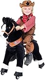 Miweba PonyCycle Black Beauty - 3 Jahre Garantie - U Serie - Schaukelpferd - Kuscheltier auf Rollen - Kinder - Pony - Tierlaute Pferd - Reiten - Plüschtier - MyPony - 4-9 Jahre (Medium)