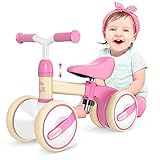 Gonex Laufrad ab 1 Jahr, Kinder Laufrad Höhenverstellbar, Baby Laufrad 4 Räder Rutschrad Jungen Mädchen Geschenk für Kinder ab 12-36 Monate Rosa