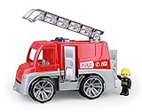 Lena 04457 TRUXX Feuerwehr Einsatzfahrzeug mit Spielfigur als Feuerwehrmann, Feuerwehrauto mit Rettungsleiter, Feuerwehrtransporter mit Türen zum Öffnen, Spielfahrzeug für Kinder ab 24m