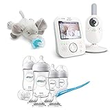 Philips AVENT SCD843/26 Video-Babyphone Geschenk - Set mit Natural Flaschen - Set für Neugeborene & Schnullertier