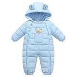 Baby Winter Overall Mit Kapuze Schneeanzüge Outfits Bär Strampler Jungen Mädchen Spielanzug Blau 3-6 Monate