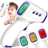 Retoo Fieberthermometer Kontaktlos Infrarot Stirnthermometer für Kinder, Babys, Erwachsene mit LCD Anzeige, Thermometer Digitales, Fieberalarm, Temperaturmessgerät °C/°F Schalter, Weiß