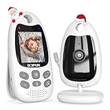 Babyphone mit Kamera Tragbares Vox-Funktion Temperatursensor Nachtsicht-Video-Babyfon 2,4 Ghz, BOIFUN Intelligentes Standby Baby monitor Gegensprechanlage Schlaflieder Lange Akkulaufzeit, 720p
