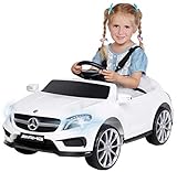 Actionbikes Kinder Elektroauto Mercedes Benz Amg GLA45 | Lizenziert - 2,4 Ghz Fernbedienung - Softstart - Bremsautomatik - SD-Karte - USB - MP3 - Elektro Auto für Kinder ab 3 Jahre (GLA45 Weiß)