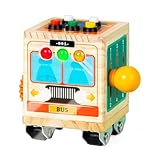 Sinnesbus, Aktivitätszentrum aus Holz | Bus-Sensorik-Aktivitätszentrum mit Licht für Kleinkinder | Vorschul-Lernspielzeug für und Mädchen im Alter von 1 bis 3 Jahren, Feinmotorikspielzeug