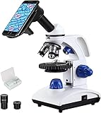 ESSLNB Mikroskop für Junior Studenten Erwachsene 40X-1000X mit Objektträger LED Durchlicht und Auflicht Koaxiale Grob- und Feintrieb All Optik Glas Akku- und Netzbetrieb