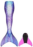 BAWADE Meerjungfrauenschwanz zum Schwimmen mit Meerjungfrau Flosse 110-170cm Höhe-Neues dickeres Gewebe, verschleißfester