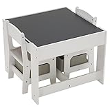 Qkiome Kinder-Tisch- und Stuhl-Sets aus MDF-Platte, modernes Kleinkind-Möbel-Set zum Zeichnen, Spielen, Lernen (Grau-Weiß, Einheitsgröße)