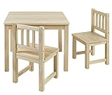 Bomi Stabile Kindermöbel: Tisch mit Stühle Amy aus FSC nachhaltigem Kiefer Massiv Holz | unbehandelt und unlackiert | naturbelassene Sitzmöbel für Kinder | Kleinkinder Tisch mit Stuhl