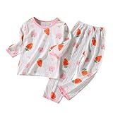 Sommer-Pyjama für Jungen Mädchen, langärmelig, Nachtwäsche, niedliches Kleinkind-Baby-Pyjama-Set Baby Schlafanzug Sommer Junge