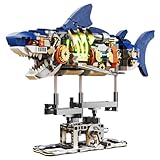 INSOON Technik Hai Bauspielzeug mit Schwenkbarem Körper & Licht, 687 Stück Meerestier Bausteine Modell mit Ständer, Kreative Haispielset Geschenkidee für Erwachsene Kinder Jungen ab 12 Jahren