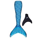 Fin Fun Meerjungfrauenflosse für Mädchen - Monoflosse inkl. Meerjungfrauenflosse - Farbe Blau Größe S/M - mit patentierter Monoflosse aus Neopren