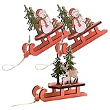 PRETYZOOM 3st Weihnachtsschlitten Aus Holz Miniatur-Schlitten Weihnachtsschlittenverzierung Weihnachtsmann-Schlitten-Wand-dekor Weihnachtliche Schlittendekoration Christbaumschmuck Buchsbaum