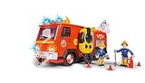 Simba 109251085 - Feuerwehrmann Sam Ultimate Jupiter, Feuerwehrauto mit 2 Figuren, Licht und Sound, Wasserspritzfunktion, Seilwinde, ab 3 Jahren
