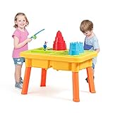 GOPLUS Sand- und Wasserspieltisch mit viele Zubehör, Sandkastentisch für Kinder ab 3 Jahre, Spieltisch für den Innen- und Außenbereich, Kleinkinder, Jungen, Mädchen (Modell 1)