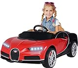 Actionbikes Motors Kinder Elektroauto Bugatti Lizenziert | 2.4 Ghz Fernbedienung - 12 Volt 7 AH Batterie - 2X 12 V 35 W Motor - Elektro Auto für Kinder ab 3 Jahre - Kinderauto (Rot)