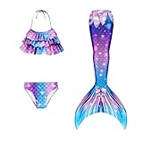 DNFUN Meerjungfrauenschwanz mit Bikini zum Schwimmen für Mädchen Meerjungfrau Schwanz Schwimmen kostüme für Kinder,Meerjungfrau Flosse Mädchen Seperat