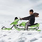 BRRIDE124x51x43.5cm Lenkschlitten, Schneeschlitten mit Fußbremsen, verstellbares Kissen, Kinderschlitten, klassischer grüner lenkbarer Schlitten