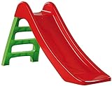 Dohany Mini Kinder Rutsche Wasserrutsche freistehend Rutschlänge 114 cm rot/grün mit Sandspielzeug Set Schaufel Eimer Förmchen Sieb 5-TLG.