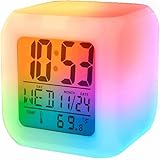 Retoo Wecker Digital, Wecker Kinder, 7-Farbiger Reisewecker, LED Anzeige mit Temperatur, Datum, Snooze für Kinder, Jungen, Mädchen, Lichtwecker für Schreibtisch