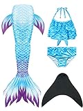 NAITOKE Meerjungfrauenschwanz mit Flosse für Mädchen Meerjungfrau mit Mermaid Tail Badeanzug
