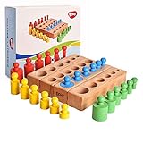 BOHS Montessori Zylinderblöcke Steckpuzzle - 6 Knöpfe / 17 Zentimeter - Sortierspiel & Steckspiel ab 2 Jahre