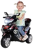 Actionbikes Motors Kinder Elektromotorrad C031 - Belastbarkeit 30 kg - Elektro Kinderdreirad mit Soundmodul - Kinder Elektro Motorrad inkl. Bremsautomatik - Ab 3 Jahren - Kindermotorrad (C031 Schwarz)