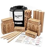 SeiFIT Kubb Premium Wickingerschach Holz Vikinger Schach aus Robustem FSC® Gummibaumholz – Kubb Spiel für Erwachsene und Kinder - mit Tragetasche (Weiß)