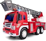 GizmoVine Feuerwehrauto, Reibung Angetrieben Maßstab 1/16 Feuerwehr Auto Spielzeug mit Lichtern und Tönen Feuerwehrauto groß, Kinderspielzeug ab 2 3 Jahre Jungen und Mädchen Feuerwehr Spielzeug
