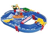 AquaPlay - Start Set - Wasserbahn für wenig Platz mit 21 Teilen inklusive 1 Hippo Wilma, Amphibienauto und Containerboot, für Kinder ab 3 Jahren