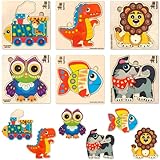 Spielzeug Puzzle ab 1 2 3 Jahre - 6 Montessori Holzpuzzle für Kinder ab 4 5 - Steckpuzzle Geschenk für Mädchen and Junge