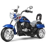 DREAMADE Elektro-Motorrad Kindermotorrad, 6V Elektromotorrad mit einstellbaren Scheinwerfern & Hupe & Pedalen, Elektrofahrzeug für Kinder ab 3 Jahren (Blau)