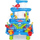 Doloowee Sand- und Wassertisch Spielzeug für Kinder, Wasserspieltisch Outdoor Strandspielzeug, Sommer-Wasserspielzeug für Jungen und Mädchen 3 4 5 6 7 8 Jahre alt (4 Stufe)