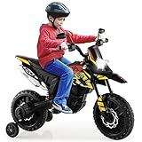 COSTWAY Aprilia Elektro Motorrad Kinder, 12V Kindermotorrad mit Stützrädern & Musik & Scheinwerfer, 5,5-6 km/h, geeignet für Kinder von 3 bis 8 Jahren (Schwarz)