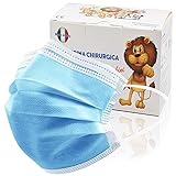 Fayyia 100 Stück OP-Maske für Kinder, hergestellt in Italien, Einweg-Kindermaske Typ IIR mit CE-Zertifizierung, BFE?98% nicht wiederverwendbar - 3 Schichten, Jungen-Kindermaske