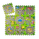 Relaxdays Puzzlematte Straße, 9-teilige Spielmatte für Kinder & Babys, schadstofffrei, EVA Schaumstoff, 90 x 90 cm, bunt